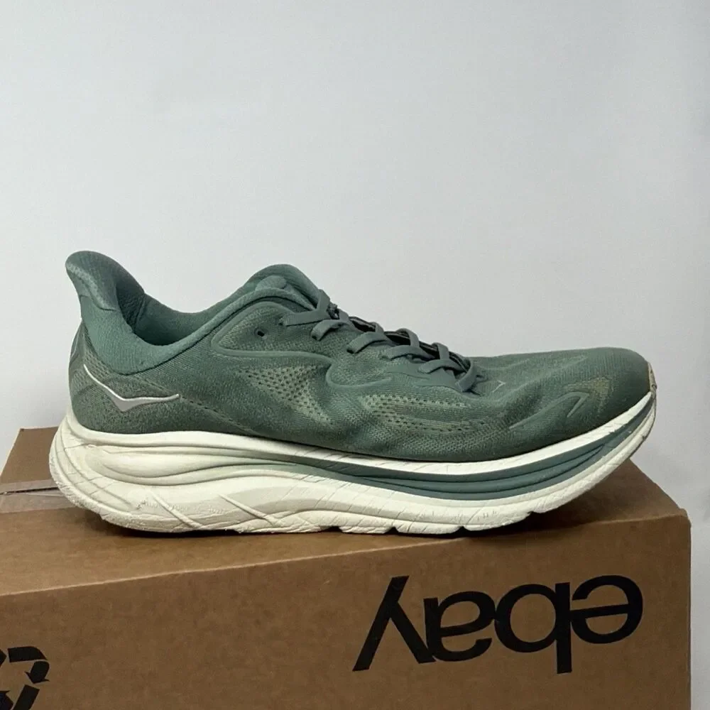 HOKA One One Clifton 10 Mens Size 14D Green Running Sneakers + NEW INSOLE